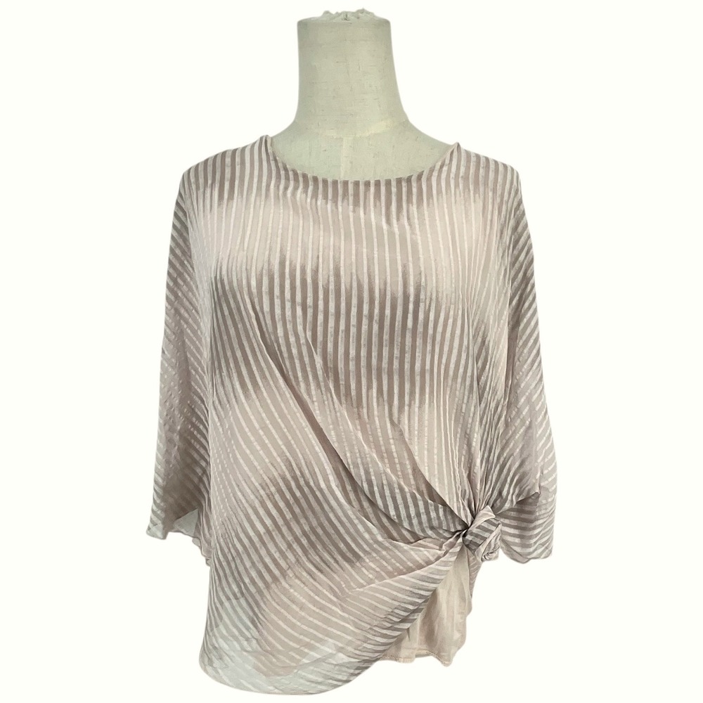 Tina Stephens Womens Pink Striped Drape Knot Top Made in Italy Balletcore
